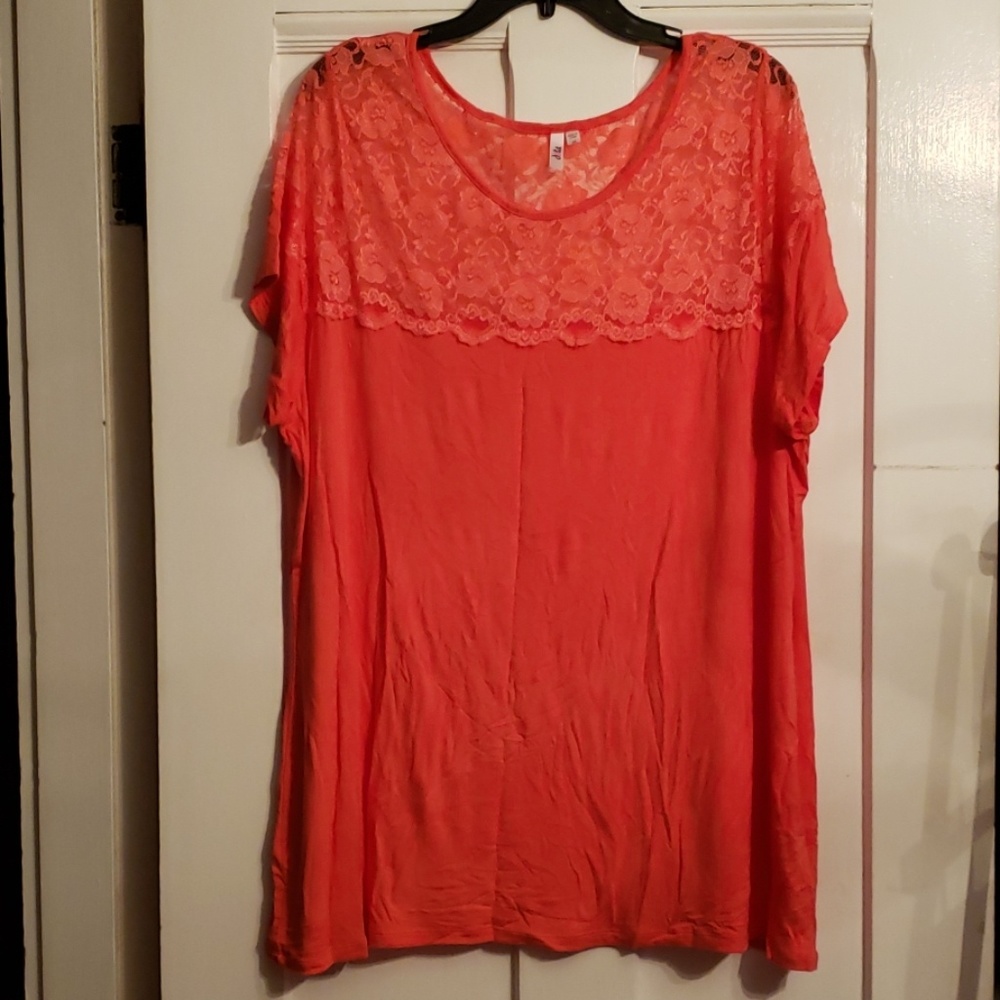 Neon Orange Lace Tee